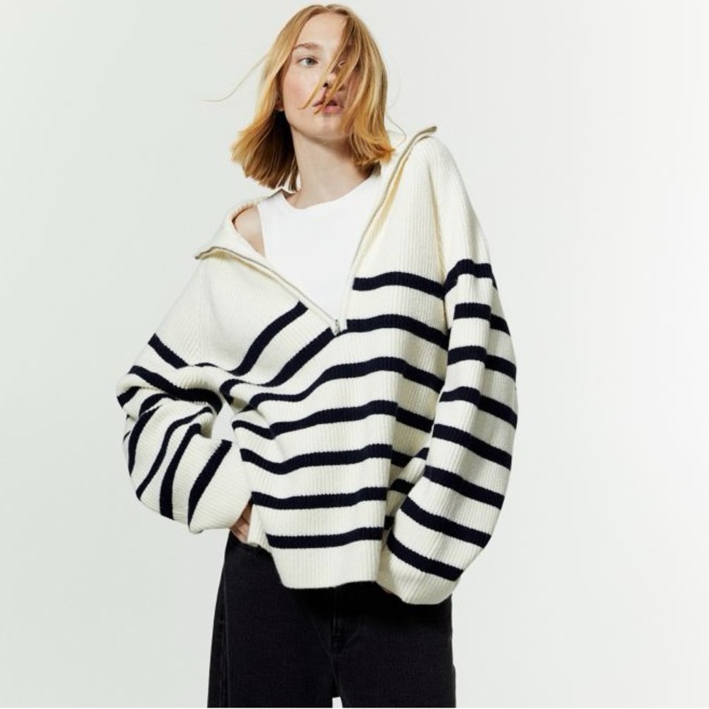 H&M Black and White Striped Sweater